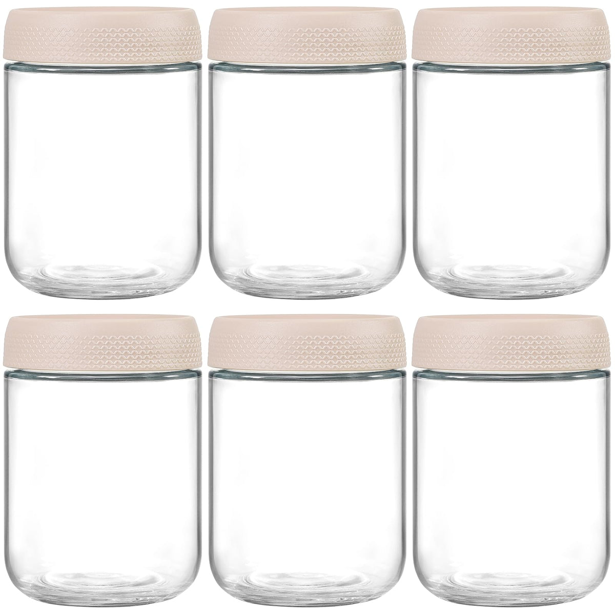 NETANY 6-pack 16 oz Overnight Oats Containers with Lids, Glass jars with Airtight Lids, Wide mouth Mason Salad jars, Glass Food Storage Containers for Snacks Yogurt Spice Sugar