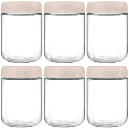 NETANY 6-pack 16 oz Overnight Oats Containers with Lids, Glass jars with Airtight Lids, Wide mouth Mason Salad jars, Glass Food Storage Containers for Snacks Yogurt Spice Sugar