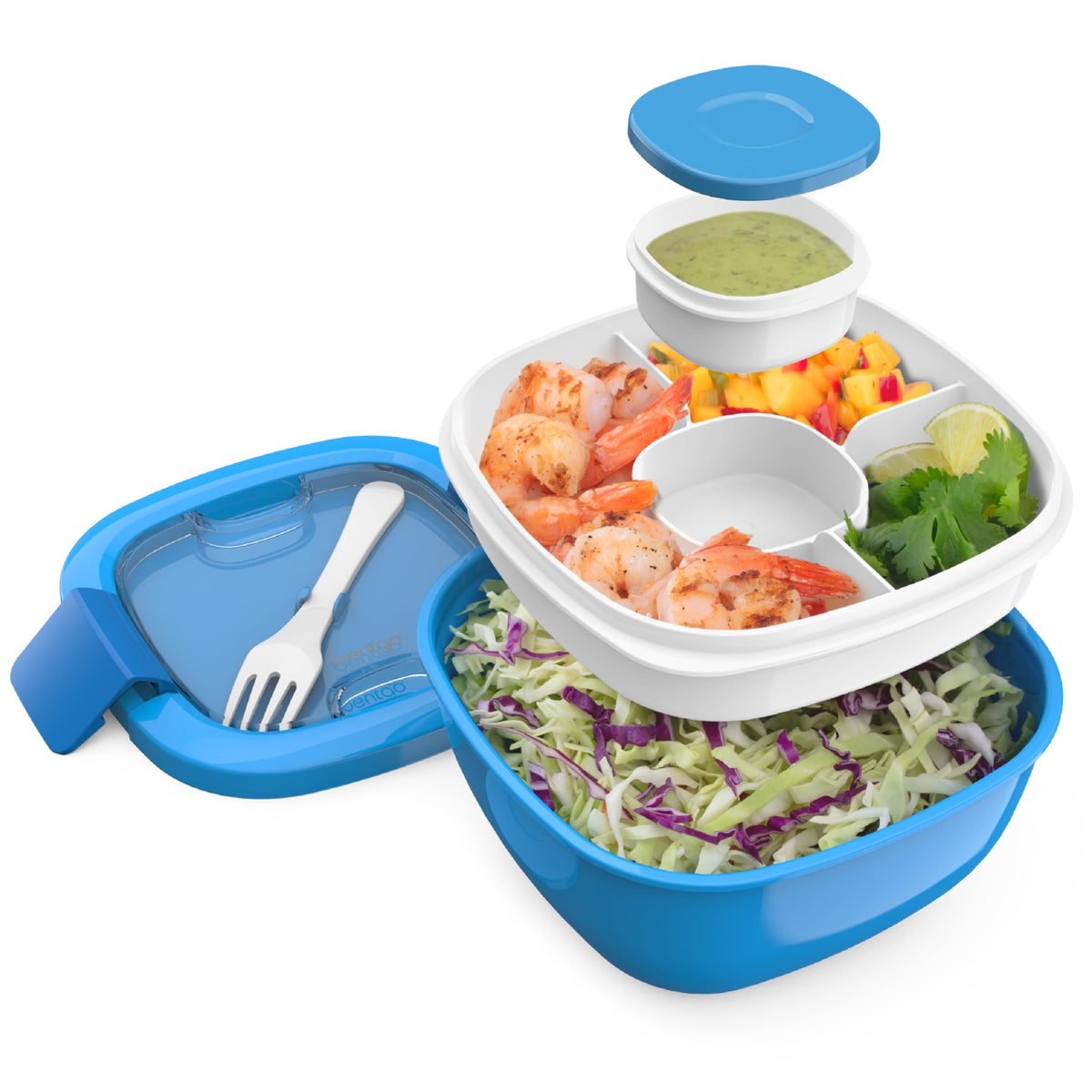 Bentgo Salad Container, Lunch Bowl with 4-Compartment Toppings Tray, 54 oz