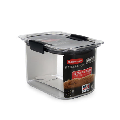 Rubbermaid Brilliance 12-Cup Airtight Food Storage Container, Perfect for Pantry Staples, Clear/Grey