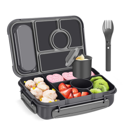 Amathley Bento Box Adult Lunch Box Kids,Lunch Containers for Adults/Kids/Toddler,5 Compartments Bento Lunch Box with Sauce Vontainers,Microwave & Dishwasher & Freezer Safe,BPA-Free (White)