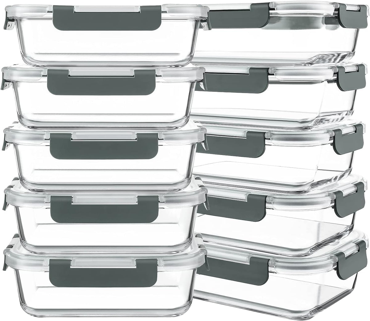 KOMUEE 10 Packs 30 oz Glass Meal Prep Containers with Lids