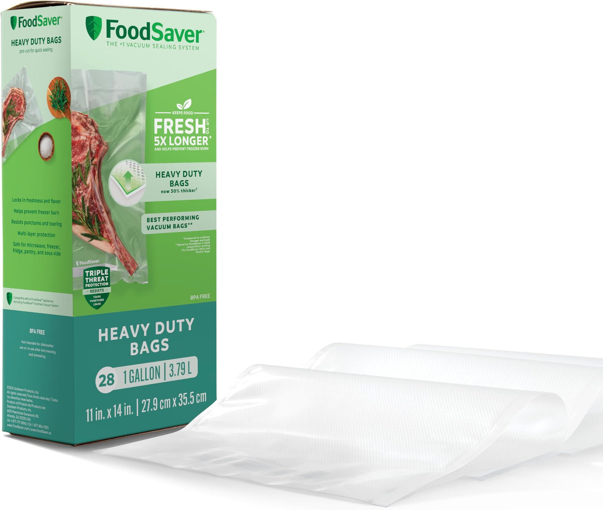 FoodSaver Heavy Duty Quart Vacuum Seal Bags, 44 Pack with 30% Extra Thickness, Compatible with All FoodSaver Appliances