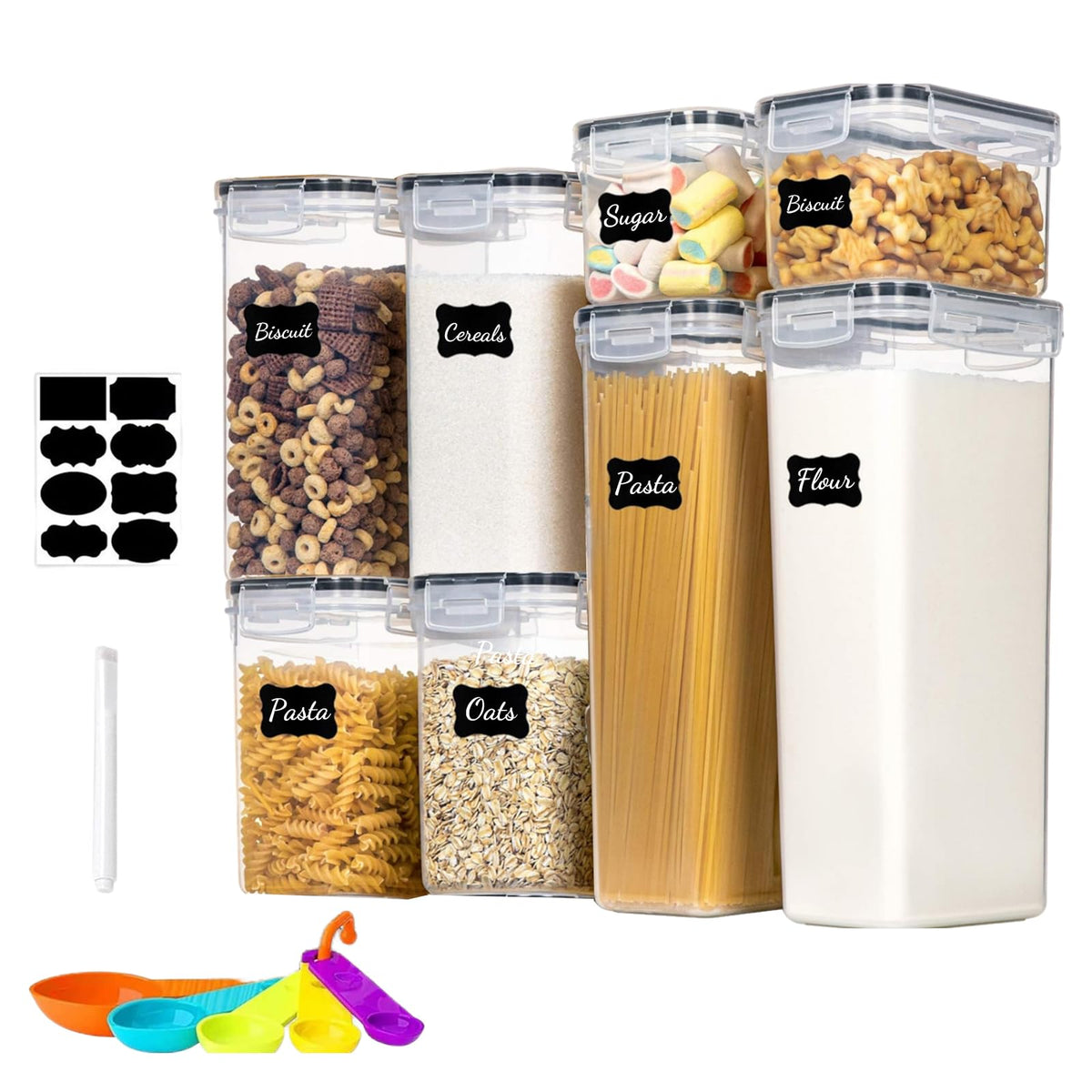 42pcs Airtight Containers, Clear Stackable Dry Food Storage