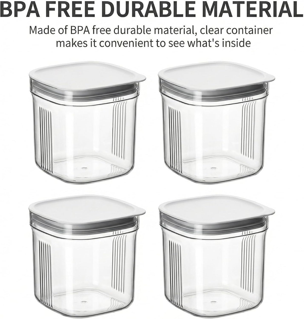 Airtight Food Storage Containers with Lids, 4 Pcs Set BPA Free Clear Sturdy Kitchen Pantry Organization Canisters for Herbs, Coffee, Tea - Keeps Food Fresh & Dry (Transparent-4pcs)