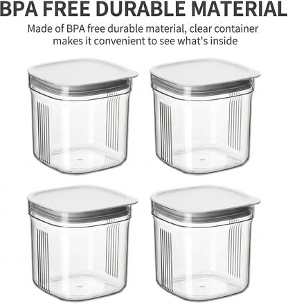 Airtight Food Storage Containers with Lids, 4 Pcs Set BPA Free Clear Sturdy Kitchen Pantry Organization Canisters for Herbs, Coffee, Tea - Keeps Food Fresh & Dry (Transparent-4pcs)