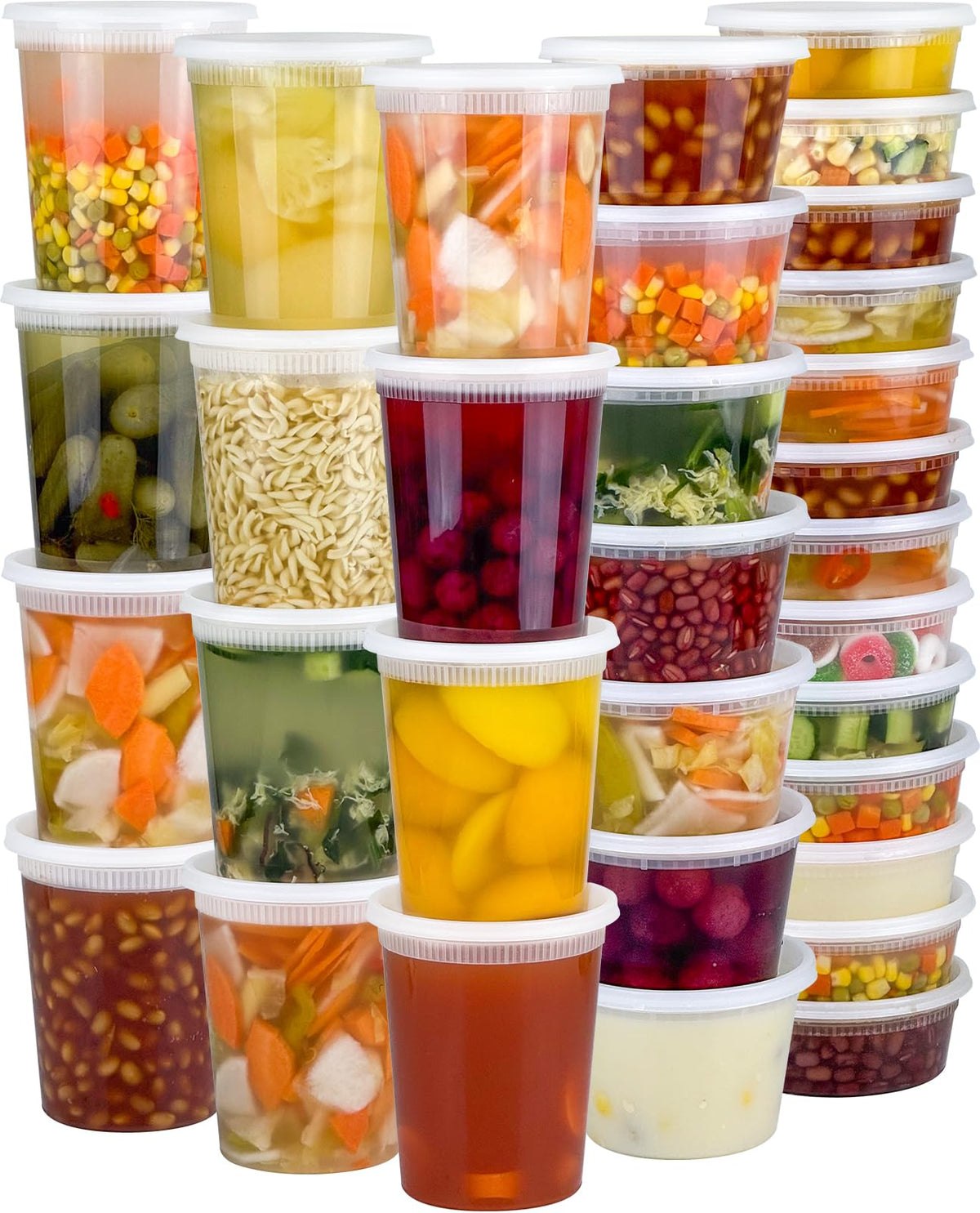 60 Sets (120-Piece) Deli Containers with Lids, 32/16/8 oz X 20 Set Each