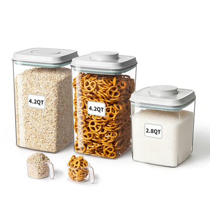 Ankou Airtight Pop Food Storage Container with Lid & 130ml Scoop, 4L/4.2qt BPA-Free Cereal, Rice, Flour, Pasta & Snack Container, Stackable & Durable,Kitchen Pantry Organizer