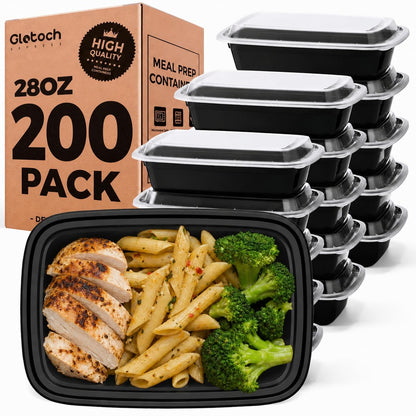 Meal Prep Containers 24oz-100 Pack (200-Piece) Reusable Food Storage Containers with Lids Microwave, Freezer, Dishwasher Safe - Leakproof & BPA Free Durable Plastic Bento Box for To Go Take Out