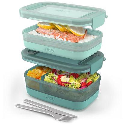 Ello Lunch Stack Bento Box Plastic Food Containers, 2 Pack, Wisteria