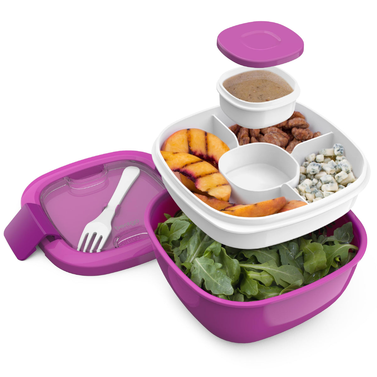 Bentgo Salad Container, Lunch Bowl with 4-Compartment Toppings Tray, 54 oz