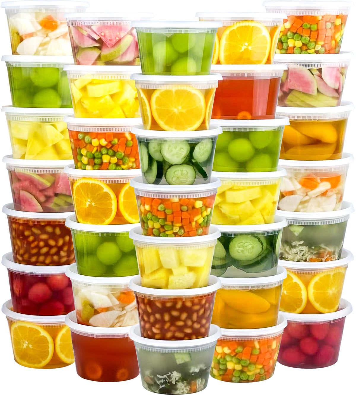 60 Sets (120-Piece) Deli Containers with Lids, 32/16/8 oz X 20 Set Each