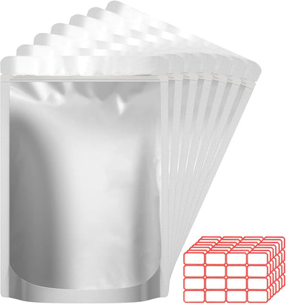 100pcs Mylar Bags 1 QUART - Thick 9.4 Mil - 7"x10" Airtight Vacuum Sealing Sealable Mylar Bags for Long Term Food Storage, Odor Free Heat Resistant - Light and Moisture Proof Fresh Saver Packs (100)