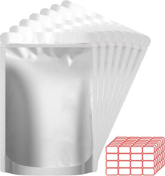 100pcs Mylar Bags 1 QUART - Thick 9.4 Mil - 7"x10" Airtight Vacuum Sealing Sealable Mylar Bags for Long Term Food Storage, Odor Free Heat Resistant - Light and Moisture Proof Fresh Saver Packs (100)