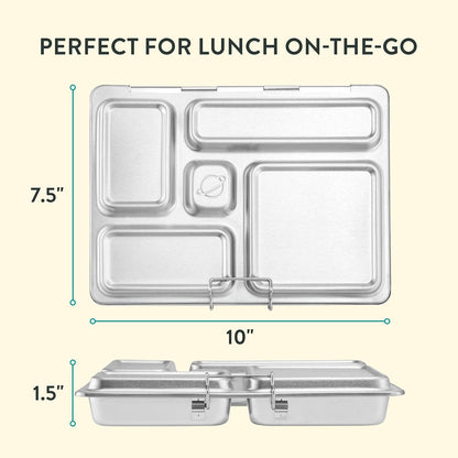 PlanetBox Rover Stainless Steel Bento Box Style Lunch Box for Kids with 5 Compartments – Durable, Dishwasher Safe and BPA-Free Food Container
