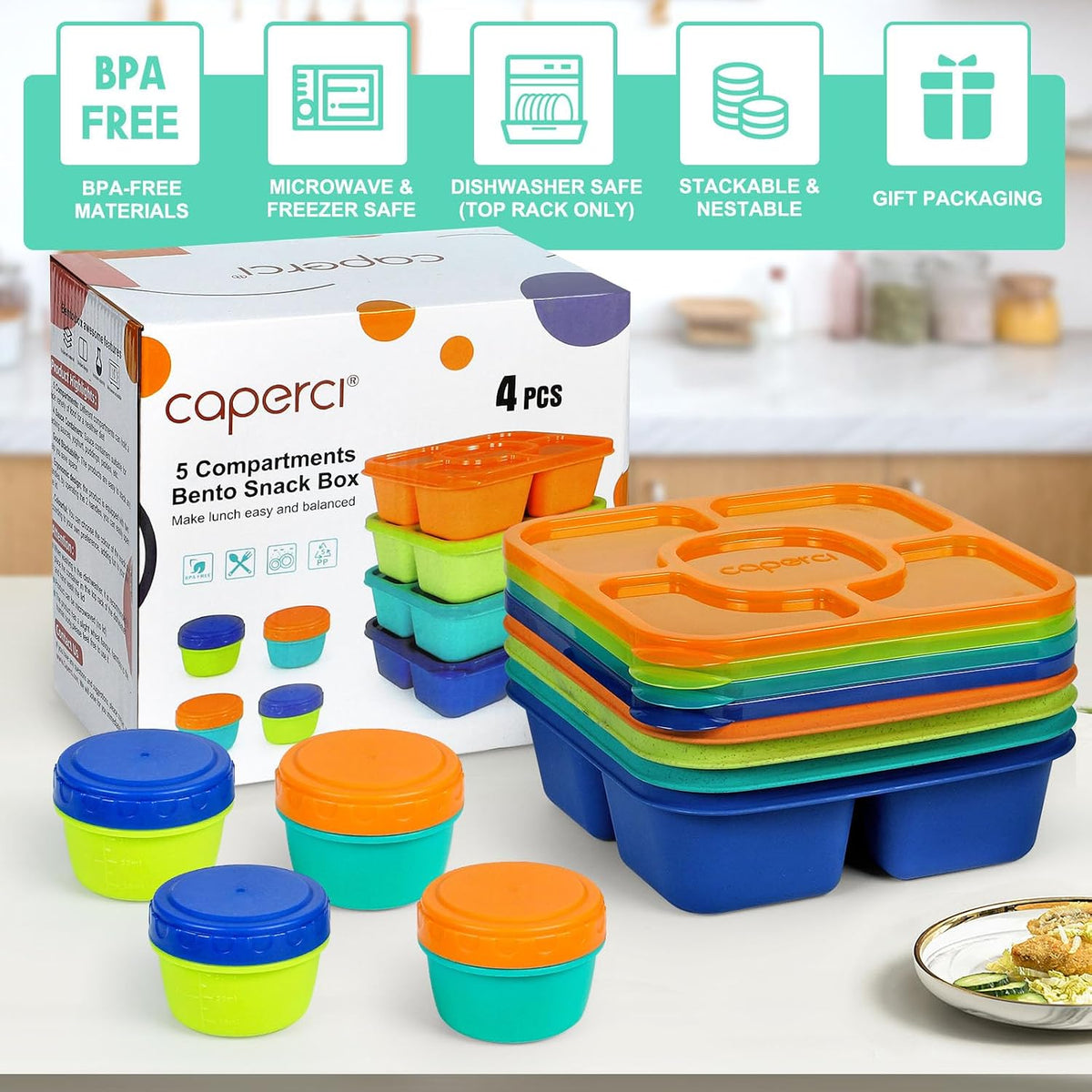 Caperci Original Lunchable Snack Containers for Kids & Adults