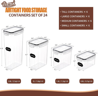 PRAKI Airtight Food Storage Containers Set with Lids - 24 PCS, BPA Free