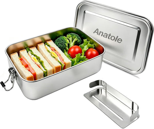 Anatole 304 Stainless Steel Bento Box 47oz Leak-Proof Lunch Box 1 Divider
