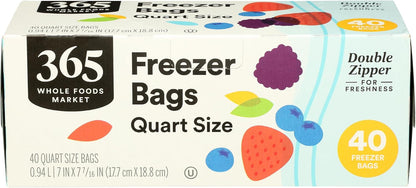 365 by Whole Foods Market, Quart Size Freezer Bags, Double Zipper, 40 Count