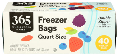 365 by Whole Foods Market, Quart Size Freezer Bags, Double Zipper, 40 Count