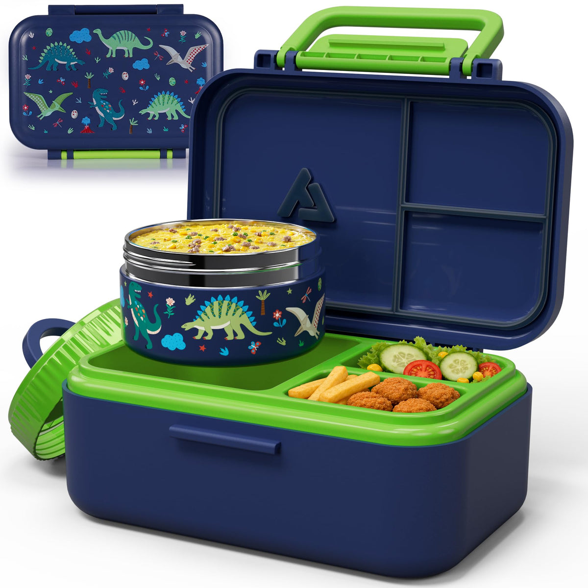 Bento Lunch Box 1283ML/ 43 oz with 391 ML/ 13 oz Food Jar, Ice Pack