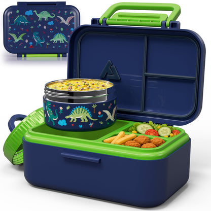 Bento Lunch Box 1283ML/ 43 oz with 391 ML/ 13 oz Food Jar, Ice Pack