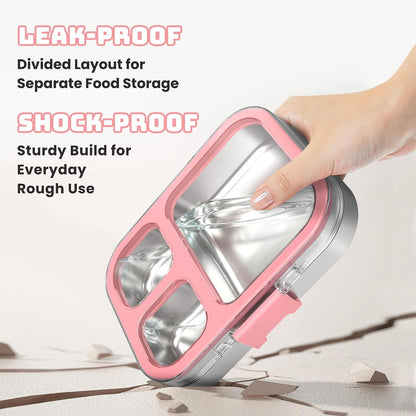 LOHASOK Stainless Steel Bento Lunch Box, 800ml, Pink