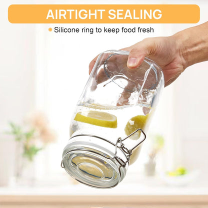 CHEFSTORY 50oz Glass Food Storage Jars with Airtight Clamp Lids, 3 Pack