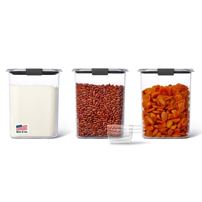 Rubbermaid Brilliance 12-Cup Airtight Food Storage Container, Perfect for Pantry Staples, Clear/Grey