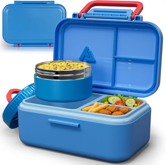 Bento Lunch Box 1283ML/ 43 oz with 391 ML/ 13 oz Food Jar, Ice Pack