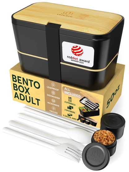 Umami Bento Box Adult, Leakproof, All-in-1 Lunch Containers for Adults