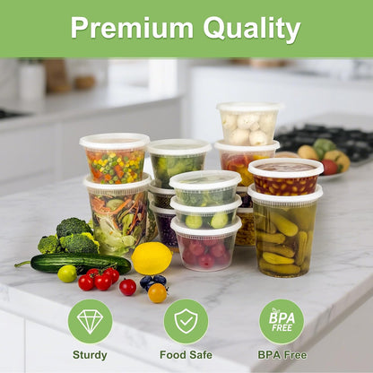60 Sets (120-Piece) Deli Containers with Lids, 32/16/8 oz X 20 Set Each