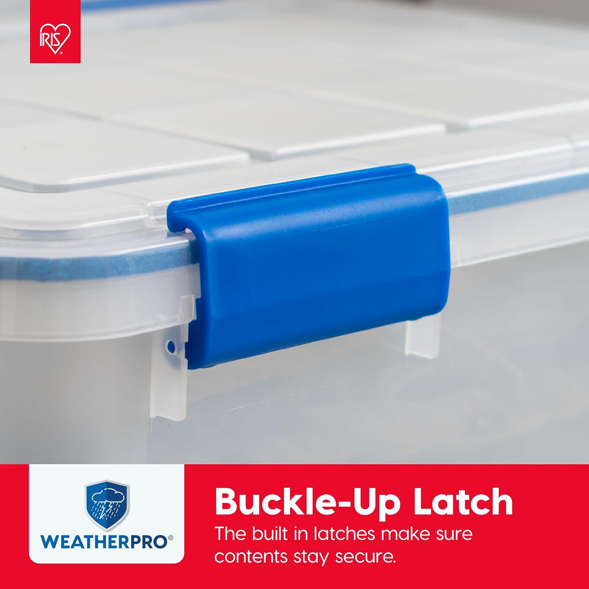 IRIS USA 3-Pack 16 Qt Storage Bins with Gasket Lids, Clear/Blue