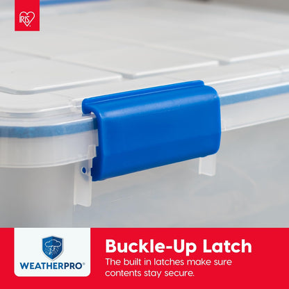IRIS USA 3-Pack 16 Qt Storage Bins with Gasket Lids, Clear/Blue