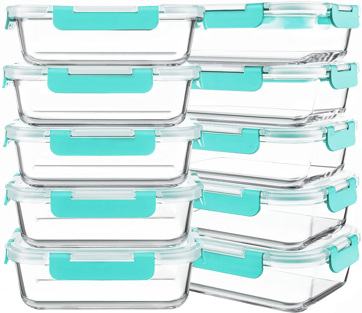 KOMUEE 10 Packs 30 oz Glass Meal Prep Containers with Lids