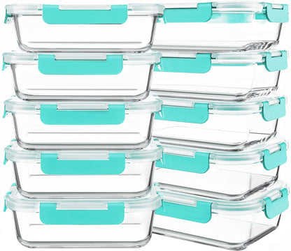 KOMUEE 10 Packs 30 oz Glass Meal Prep Containers with Lids