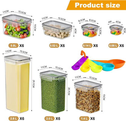 42pcs Airtight Containers, Clear Stackable Dry Food Storage