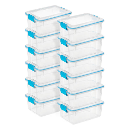 Sterilite 80 Qt Gasket Box, Stackable Storage Bin with Latching Lid and Tight Seal, Plastic Container to Organize Basement, Clear Base and Lid, 1-Pack