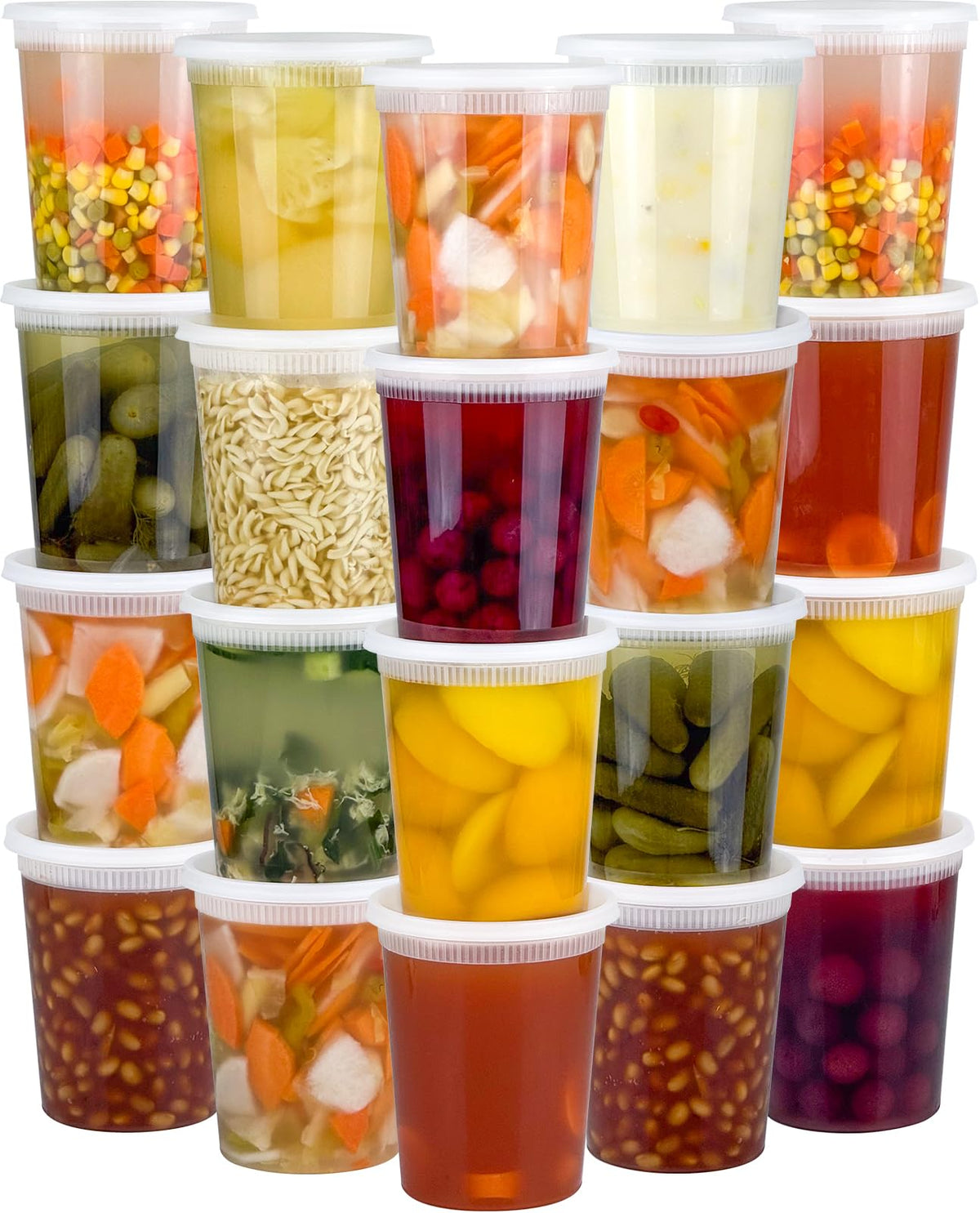 60 Sets (120-Piece) Deli Containers with Lids, 32/16/8 oz X 20 Set Each