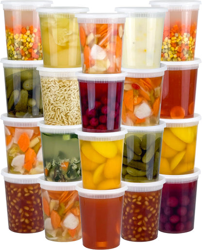 60 Sets (120-Piece) Deli Containers with Lids, 32/16/8 oz X 20 Set Each
