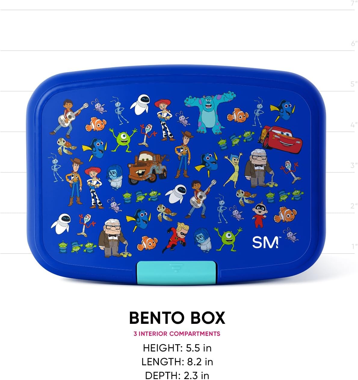 Simple Modern Disney Pixar Kids Bento Box, Lunch Box | 3 Compartments