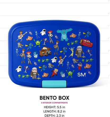 Simple Modern Disney Pixar Kids Bento Box, Lunch Box | 3 Compartments