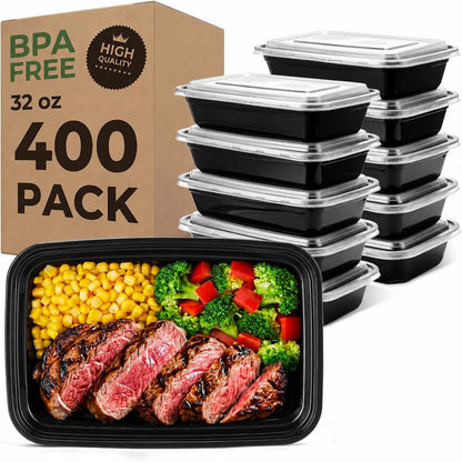 Meal Prep Containers 24oz-100 Pack (200-Piece) Reusable Food Storage Containers with Lids Microwave, Freezer, Dishwasher Safe - Leakproof & BPA Free Durable Plastic Bento Box for To Go Take Out