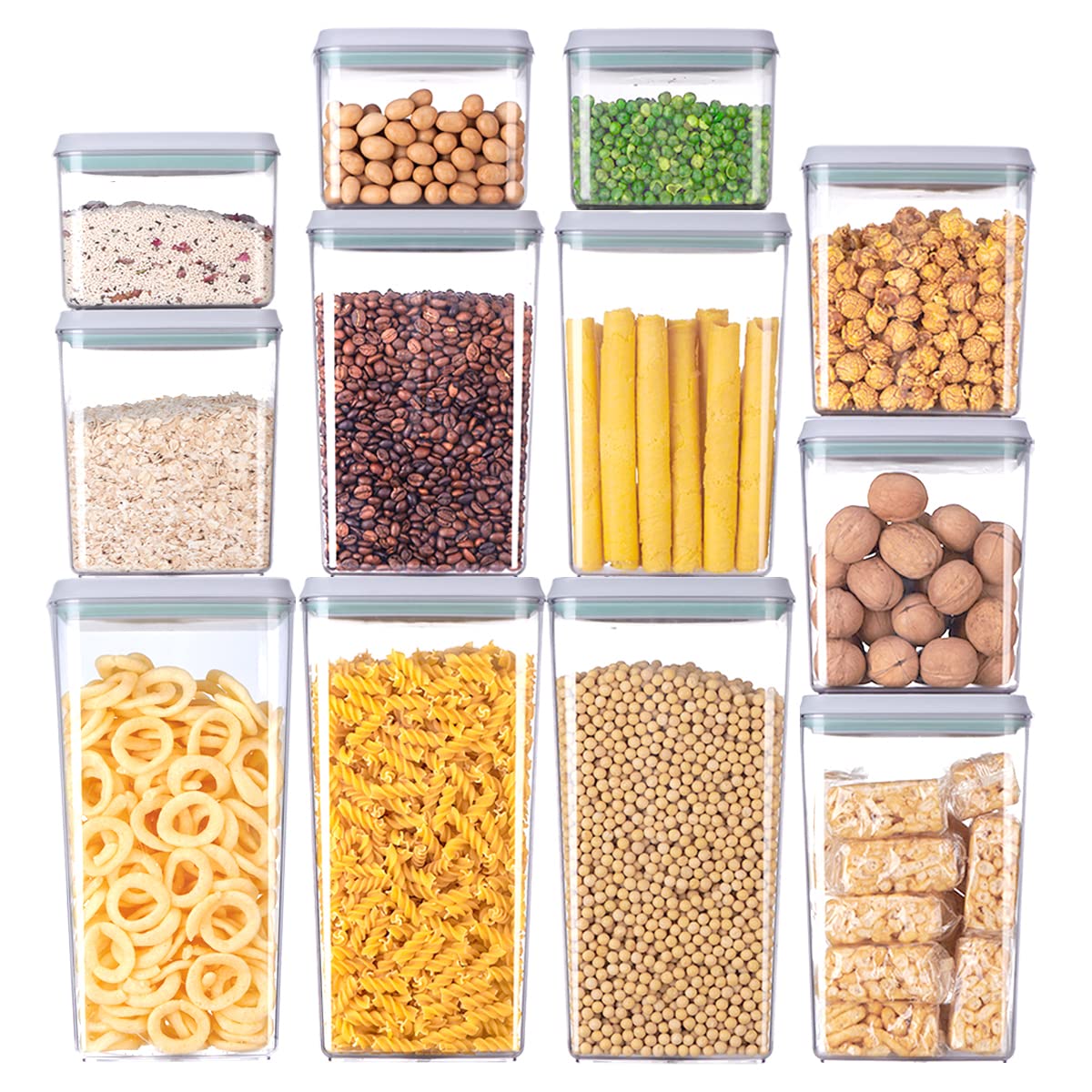 Airtight Food Storage Containers,1.3Qt 3Pcs Pop Food Containers with Lids, Stackable One Button Opening Kitchen Pantry Organizers and Storage, BPA-Free Food Containers Set for Snacks Candy Spices