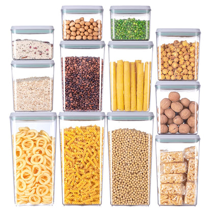 Airtight Food Storage Containers,1.3Qt 3Pcs Pop Food Containers with Lids, Stackable One Button Opening Kitchen Pantry Organizers and Storage, BPA-Free Food Containers Set for Snacks Candy Spices