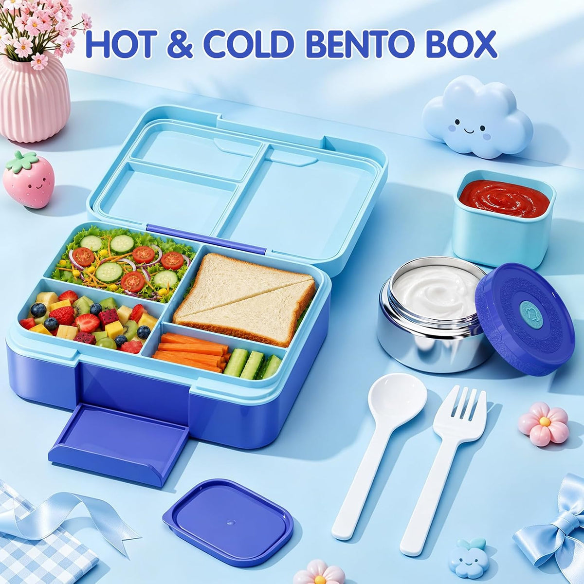 HOMETALL Bento Lunch Box for Kids, 8.5oz Food Thermo, Insulated Lunch Bags