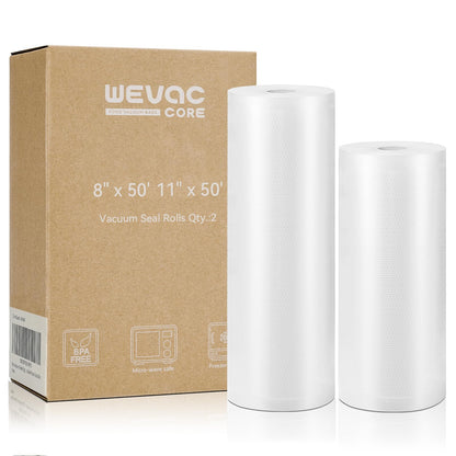 Wevac Vacuum Sealer Bags for Food 11x50 2 Rolls, Fit Food Saver Machines