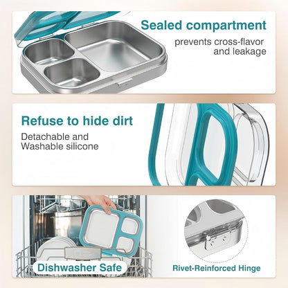 HOMEKOL Stainless Steel Bento Lunch Box, Blue, 3.3Cups