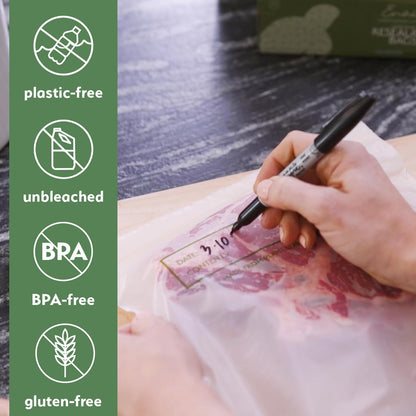 100% Compostable Food Storage Bags - Gallon Size, 50 Pack, Eco-Friendly Freezer Bags, Resealable, Heavy-Duty, Reusable, Off-White Leak Proof, Food Grade by Earth's Natural Alternative