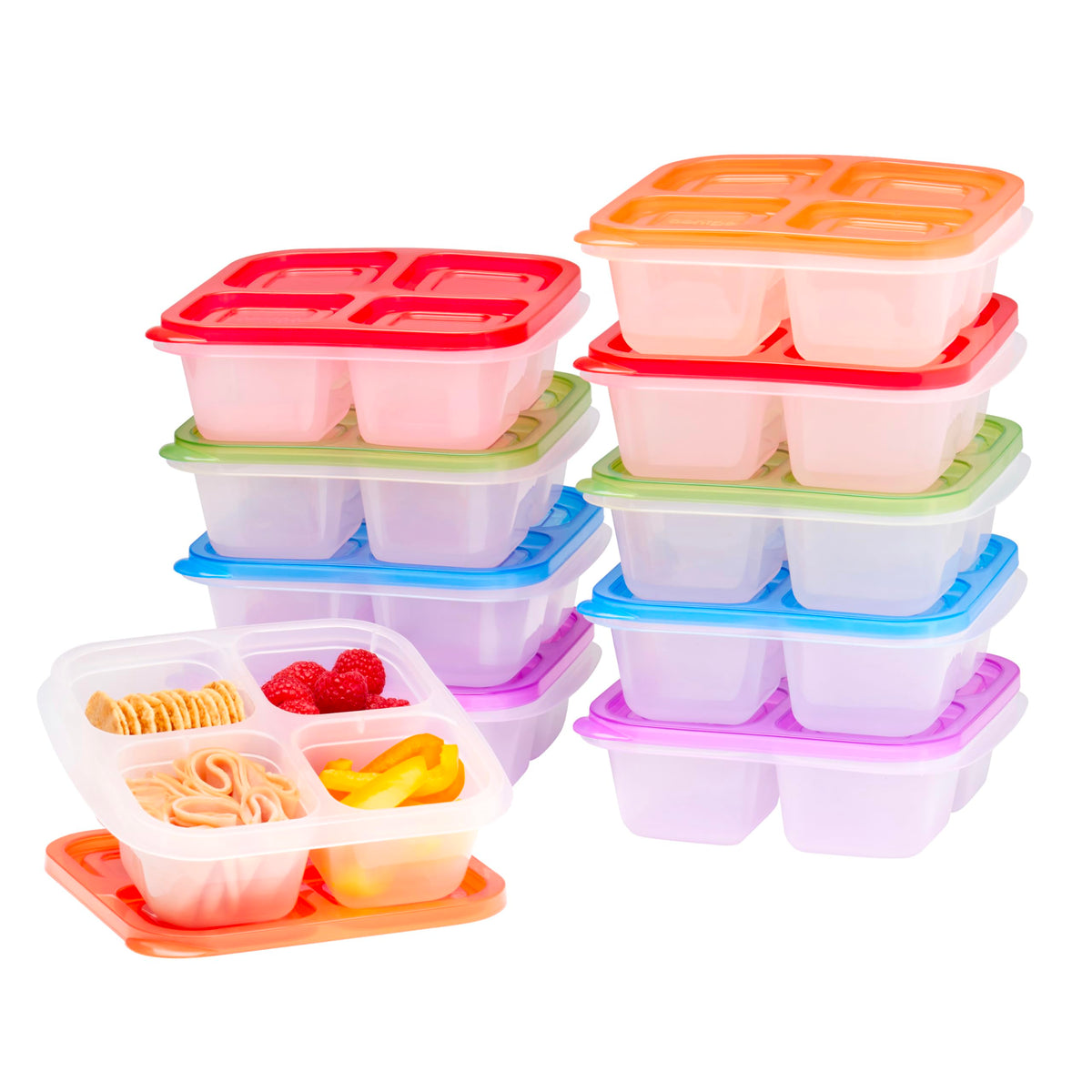 Bentgo Easyboxes 4-Compartment Snack Containers - 8-Piece Set with 4 Trays & 4 Custom-Fit Lids to Seal in Freshness - Reusable Food Storage & Meal Prep Bento BPA-Free Containers (Classic 4-Pack)